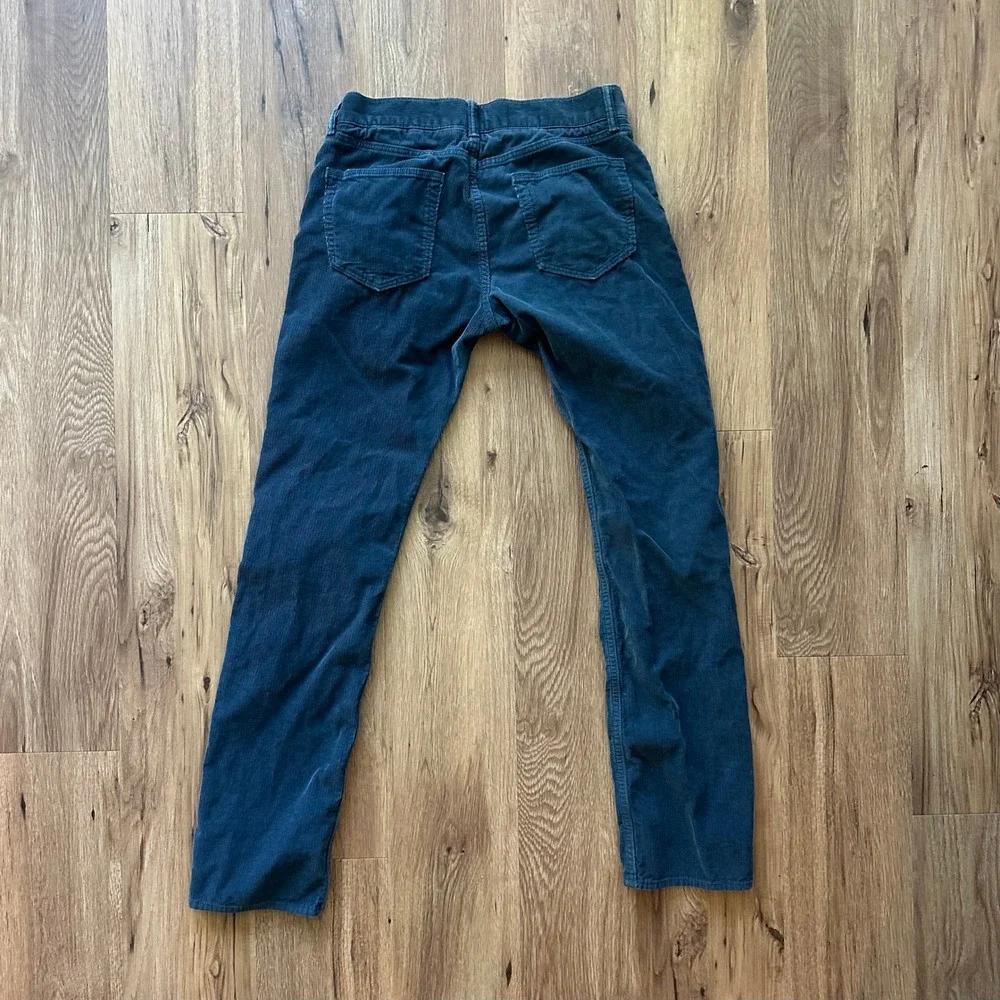 Banana Republic Mens Pima Cotton Corduroy Pants 32x34 Teal Blue Straight‎ Leg